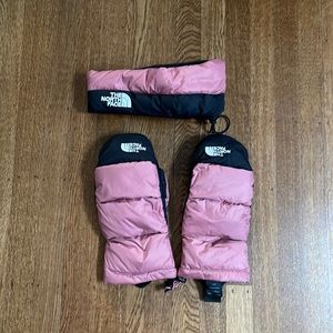RARE north face nuptse 700 gloves and headband SKI SNOWBOARD